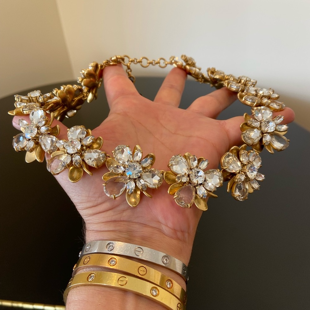 NWT luxe party authentic classic J. Crew flower bomb crystal statement necklace - Picture 12 of 17